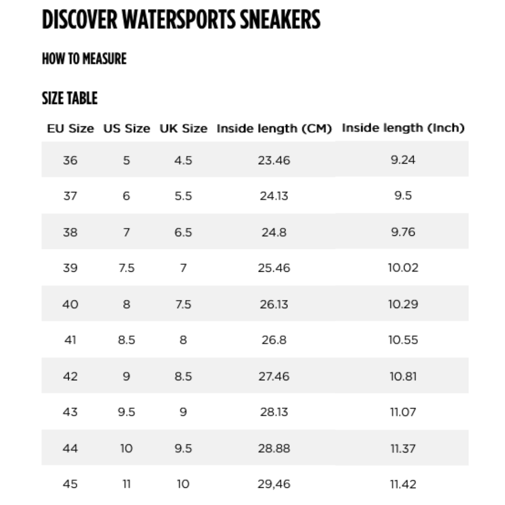 Jobe Footwear 19 0 Size Chart